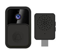 Feizikaw Citofono ad Anello - Intelligente telecomando senza fili videocamera campanello interfono senza fili campanello notte WiFi Cloud Storage 2 vie audio (Black)