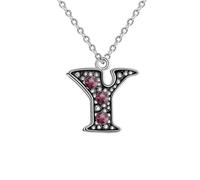 Feizikaw Collana Da Donna Colore nero Diamante 26 Cognome inglese Lettera Ciondolo Materiale in rame Moda Versatile Catena clavicola Ciondolo regalo di compleanno Gioielli creativi (Y, One Size)