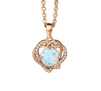Feizikaw Collana Uomo Collana di diamanti Donna che batte abbagliante Ciondolo con diamante a forma di cuore Ciondolo con diamante Donna (Rose Gold, One Size)