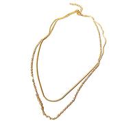 Feizikaw Collane Collana in acciaio al titanio a doppio a cerchio semplice Rete rossa Lo stesso stile Temperamento Catena della clavicola (Gold, One Size)
