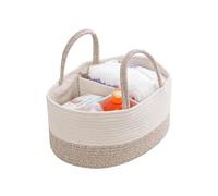Feizikaw Porta Borse Contenitore in corda ideale per l'organizzazione di armadi da cucina e camera da letto, in tessuto naturale, per giocattoli e articoli per la casa (Beige, 38x25x17cm)