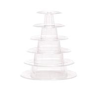 Feizikaw Scatole impilabili per torte, rotonde, in plastica, espositore a 6 strati (bianco, taglia unica)