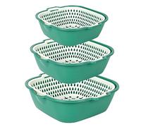 Feizikaw Scolapiatti da Appoggio Set da 6 ciotole e colino da cucina multifunzionale a doppio ?????????? Bacinella E Cestello Per Frutta Verdura 6 PZ Ciotola Da Cucina (Mint Green, One Size)