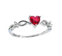 Feizikaw Set Anelli Donna Vintage Dedo De Moda Anillo Piedra Forma De Romántico Corazón Circonio Mujer Con Sortija A La Con Joyería Cumpleaños Novia Rings (Red, 10)