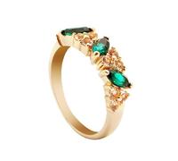 Feizikaw Set Anelli Donna Vintage Rose White Ring Jewelry Anelli romantici con diamanti naturali per matrimoni (Gold, One Size)