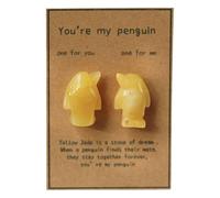 Feizikaw Statuetta a forma Grazioso pinguino di quarzo rosa: sei il mio pinguino per sempre e un pensiero di amicizia per la persona amata o un'amicizia lui o lei (Yellow, 2 7cm)