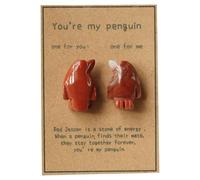 Feizikaw Statuetta a forma Grazioso pinguino di quarzo rosa: sei il mio pinguino per sempre e un pensiero di amicizia per la persona amata o un'amicizia lui o lei (Red, 2 7cm)