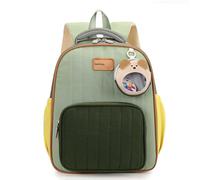 Feizikaw Zaino Gita Scolastica Zaino per bambini, leggero, per la scuola, ragazzi e ragazze, resistente e comodo, con design a blocchi di colore, la scuola elementare media. (Green, One Size)