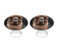 FekiLoot Alpaca Llama Cabinet Knobs Round Dresser Drawer Pull Stainless Steel Drawer Kitchen Knobs Modern Cabinet Hardware Cassetti Pomello Bagno Armadio Armadietti Maniglie