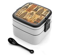 FekiLoot Antico Egitto Tribe Series Bento Box impilabile Lunch Box Insalata Contenitore per il pranzo a prova di perdite Bento Box per adulti Cena fuori Lavoro Picnic Viaggi
