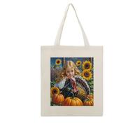 FekiLoot Autunno Ringraziamento Tote Bag Riutilizzabile drogheria Shopping Borse di stoffa leggera Tela Tote Bag Grande Capacità Borse di Panno Artigianato Fai da te I tuoi disegni creativi