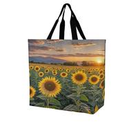 FekiLoot Bella borsa della spesa con campo di girasoli al tramonto borsa della spesa resistente extra large borsa da spiaggia tote borsa per la spesa multiuso pieghevole riutilizzabile borse per la