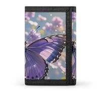 FekiLoot Bellissimo portafoglio viola con farfalla arte portafoglio portatile Tri Fold con cerniera portamonete per le donne auto di credito