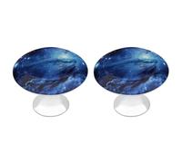 FekiLoot Blue Universe Space Galaxy Cabinet Knobs Round Dresser Drawer Pull Stainless Steel Drawer Kitchen Knobs Modern Cabinet Hardware Cassetti Pomello Bagno Armadio Armadietti Maniglie