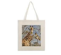 FekiLoot Borsa a secchiello con giraffa, riutilizzabile, per la spesa, in tela, leggera, di grande capacità, per lavori fai da te e progetti creativi