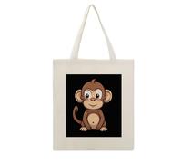 FekiLoot Borsa a secchiello riutilizzabile con scimmia marrone in stile cartone animato, per la spesa, in tela, leggera, di grande capacità, per lavori fai da te e progetti creativi
