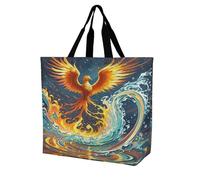 FekiLoot Borsa della spesa Phoenix Fuoco e Acqua Heavy Duty Extra Large Borsa della spesa Beach Tote Shopping Bag Multi Purpose Tote Pieghevole Riutilizzabile Borse per la spesa per il lavoro e i
