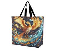 FekiLoot Borsa della spesa Phoenix Fuoco e Acqua Heavy Duty Extra Large Borsa della spesa Beach Tote Shopping Bag Multi Purpose Tote Pieghevole Riutilizzabile Borse per la spesa per il lavoro e i