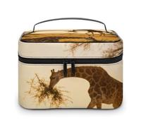 FekiLoot Borsa multifunzionale per il trucco con giraffe africane con cerniera grande borsa da viaggio con scomparti e maniglia borsa cosmetica impermeabile portatile per le donne