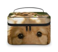 FekiLoot Borsa multifunzionale per il trucco del cane carino con cerniera grande borsa da viaggio con scomparti e maniglia borsa cosmetica impermeabile portatile per le donne
