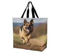 FekiLoot Borsa per la spesa con cane pastore tedesco, resistente, extra large, borsa per la spesa, borsa per la spesa da spiaggia, multiuso, pieghevole, riutilizzabile, per lavoro e viaggi