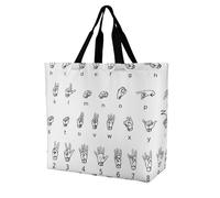 FekiLoot Borsa per la spesa con lettere dell'alfabeto, resistente, extra large, borsa per la spesa, borsa per la spesa da spiaggia, multiuso, pieghevole, riutilizzabile, per lavoro e viaggi