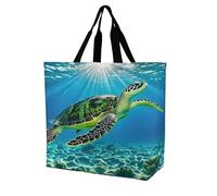 FekiLoot Borsa per la spesa con tartaruga che nuota nel mare, borsa della spesa extra large, borsa per la spesa da spiaggia, multiuso, pieghevole, riutilizzabile, per lavoro e viaggi