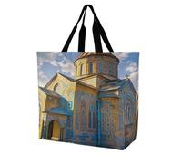 FekiLoot Borsa per la spesa da chiesa armena, resistente, extra large, borsa per la spesa, borsa per la spesa da spiaggia, multiuso, pieghevole, riutilizzabile, per lavoro e viaggi