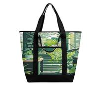 FekiLoot Borsa per la spesa isolata verde scuro e verde, riutilizzabile, grande capacità, a prova di perdite, borsa per la spesa portatile, borsa termica per la spesa
