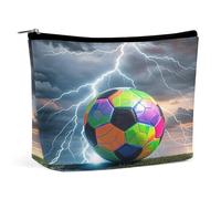 FekiLoot Borsa per trucchi da calcio e fulmine, grande capacità, per donne, organizer per trucchi da viaggio, borsa per cosmetici portatile impermeabile