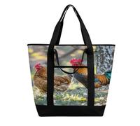 FekiLoot Borsa termica isolata per la spesa, con gallo, riutilizzabile, per generi alimentari, di grande capacità, a prova di perdite, borse per la spesa portatili, resistente, termica, con cerniera