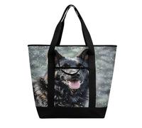 FekiLoot Borsa termica per la spesa con cane da pastore tedesco, isolata, riutilizzabile, di grande capacità, a prova di perdite, portatile, resistente, termica, con cerniera