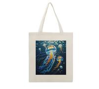 FekiLoot Borsa tote a colori meduse riutilizzabili borse di stoffa per la spesa borse di tela leggera borsa di tela grande capacità borse di stoffa artigianato fai da te i tuoi disegni creativi