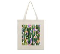 FekiLoot Borsa tote con cactus e altri modelli borsa riutilizzabile per la spesa borse di stoffa leggera in tela grande capacità borse di stoffa artigianato fai da te i tuoi disegni creativi