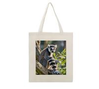FekiLoot Borsa tote con lemure dalla coda ad anelli riutilizzabile borse di stoffa per la spesa borse in tela leggera borsa di tela grande capacità borse di stoffa artigianato fai da te i tuoi disegni