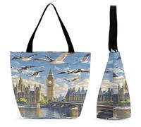 FekiLoot Borsa tote da città dipinta a mano per le donne borse da spiaggia con cerniera casual tote borsa grande capacità carino tote bag borsa da viaggio per shopping lavoro palestra