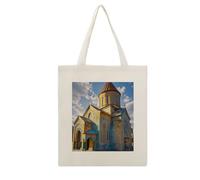 FekiLoot Borsa tote della chiesa armena riutilizzabile borse di stoffa per la spesa borse di tela leggera borsa di tela grande capacità borse di stoffa artigianato fai da te i tuoi disegni creativi