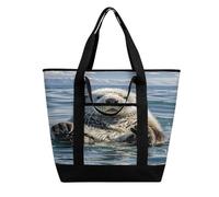 FekiLoot Borse della spesa isolate con lontra di mare Borsa riutilizzabile per generi alimentari Borse termiche a tenuta stagna di grande capacità Borse per la spesa portatili Heavy Duty Thermal