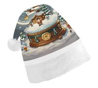 FekiLoot Cappello di Natale con palla di neve con tesa in peluche e fodera, unisex, classico cappello di Babbo Natale per Capodanno, festa festiva, forniture e regali