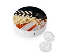 FekiLoot Cinema Clapboard e Popcorn lenti a contatto, set di lenti a contatto, mini lenti a contatto per esterni, kit di conservazione con specchio, cura quotidiana della vista e uso esterno