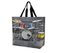 FekiLoot Cool Drum Set Borsa della spesa Heavy Duty Extra Large Borsa della spesa Beach Tote Shopping Bag Multi Purpose Tote Pieghevole Riutilizzabile Borse per la spesa per il lavoro e i viaggi