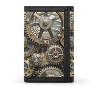 FekiLoot Cool Steampunk Gears Portafoglio Portatile Tri Fold Portafoglio con Cerniera Portamonete per Le Donne Auto Di Credito