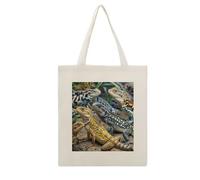 FekiLoot Diversi tipi di lucertola Tote Bag Riutilizzabile Grocery Shopping Borse di stoffa Leggero Tela Tote Bag Grande Capacità Borse di Panno Artigianato Fai Da Te I tuoi disegni creativi