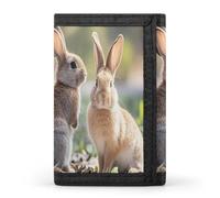 FekiLoot Due piccoli coniglietti carini portafoglio portatile Tri Fold portafoglio con cerniera portamonete per le donne credito auto