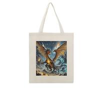 FekiLoot Fuoco e ghiaccio Dragons Tote Bag riutilizzabile drogheria shopping borse di stoffa leggera tela tote bag grande capacità borse di stoffa artigianato fai da te i tuoi disegni creativi