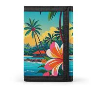 FekiLoot Hello Hawaii Portafoglio Portatile Tri Fold Portafoglio con Cerniera Portamonete per Le Donne Auto Di Credito