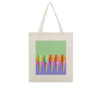 FekiLoot Ice Cream Rainbow Gradient Tote Bag Riutilizzabile per la spesa Borse di stoffa leggera di tela di grande capacità Borse di stoffa Artigianato fai da te i tuoi disegni creativi