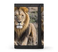FekiLoot Leone africano e leonessa portafoglio portatile Tri Fold portafoglio con cerniera portamonete per le donne credito auto