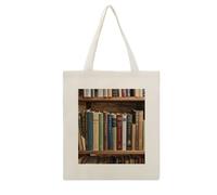 FekiLoot Libri sulla libreria Tote Bag Riutilizzabile drogheria Shopping Borse di stoffa Leggero Tela Tote Bag Grande Capacità Borse di Panno Artigianato Fai Da Te I tuoi disegni creativi