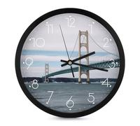 FekiLoot Mackinac Orologio da parete a ponte sospeso moderno senza ticchettio silenzioso orologio rotondo elegante stile semplice orologio decorazione bagno soggiorno cucina camera da letto ufficio